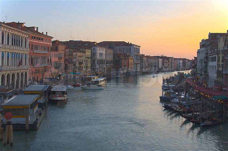 Grand Canal before sunset, Venice, stock photo
