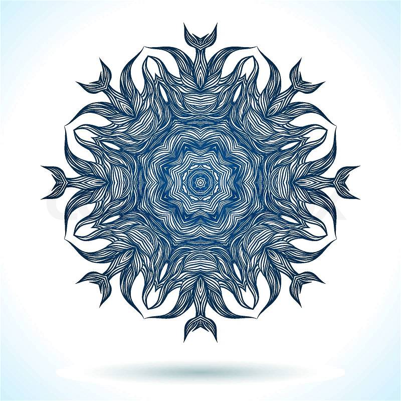 Ornamental vector illustration of a snowflake on white 