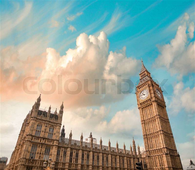 The Palace of Westminster is the meeting place of the House of Commons and the House of Lords, London, stock photo