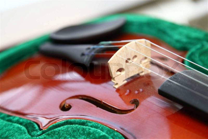 A new violin in a velvet case, stock photo
