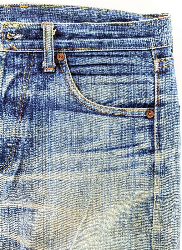 Old used jeans jeans pocket, stock photo
