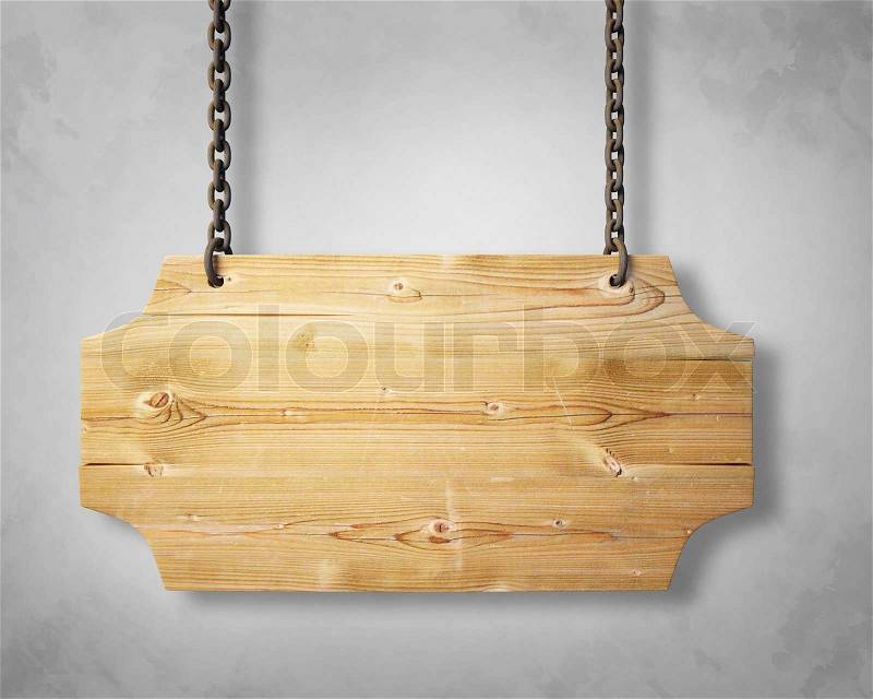 Wooden sign hanging, stock photo