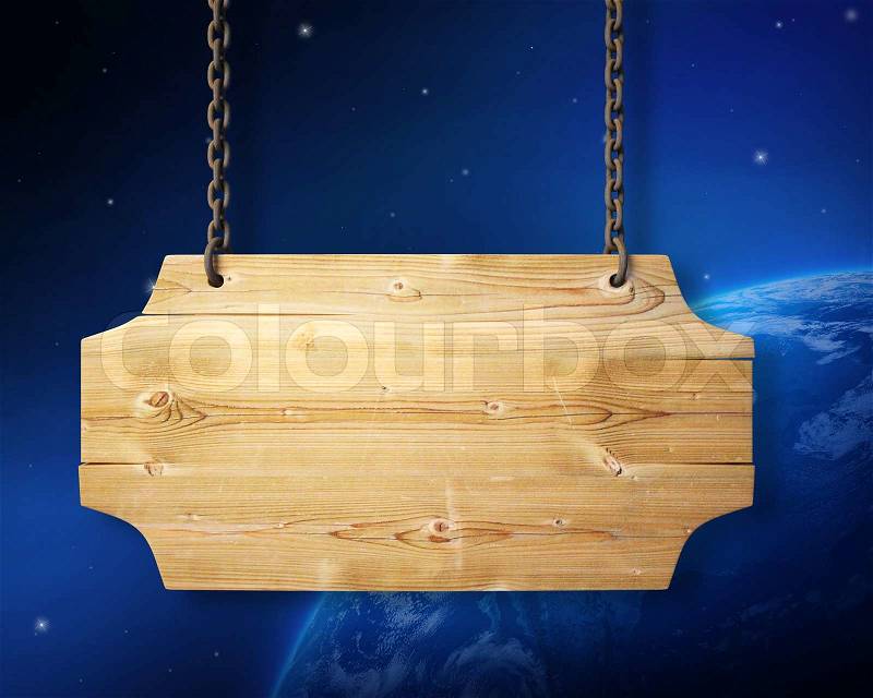 Wooden sign hanging, stock photo