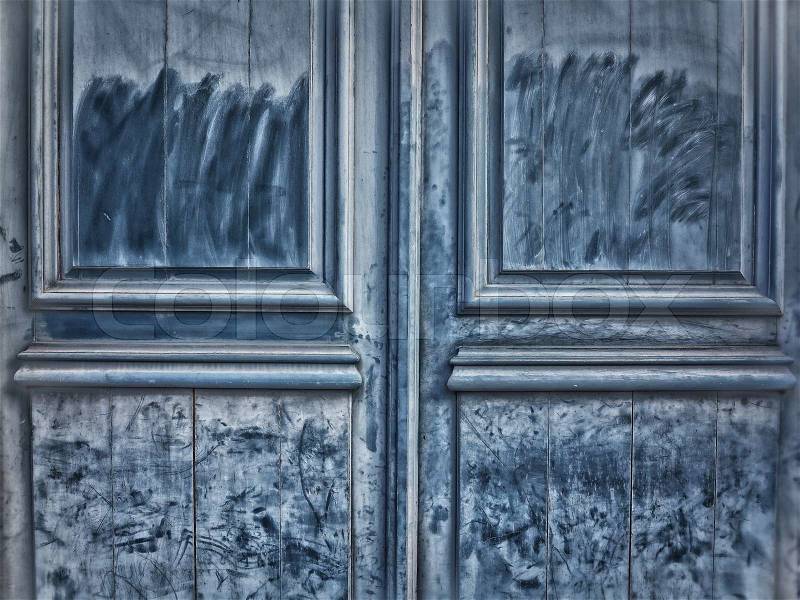 Old painted and wooden door - France, stock photo