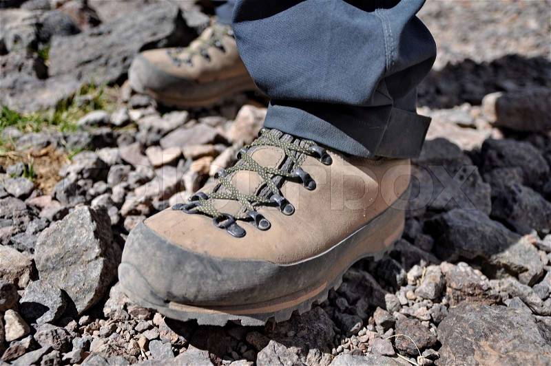 Mountain trekking boots, stock photo