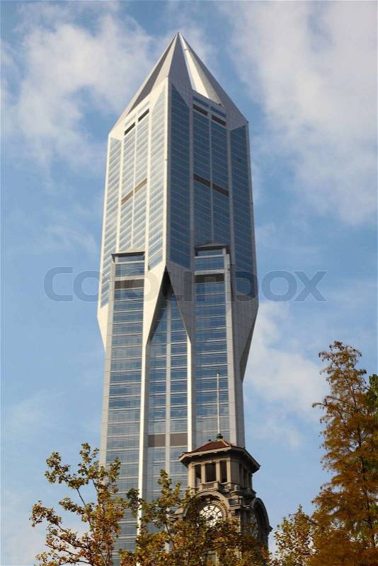 Skyscraper near Peoples Square in Shanghai, China, stock photo