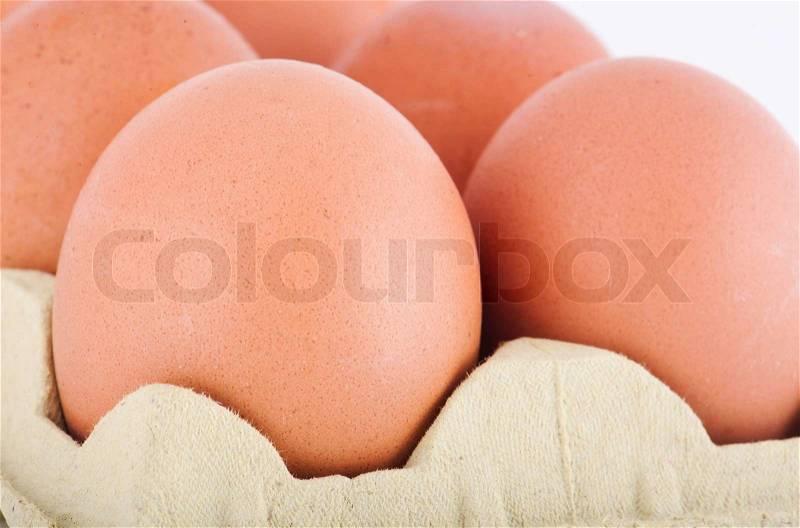 The eggs in the carton closeup, stock photo