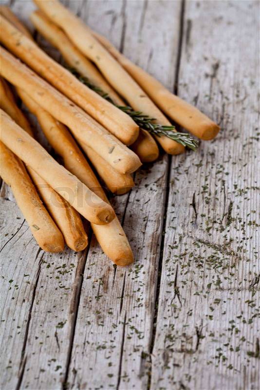 Bread sticks grissini with rosemary, stock photo