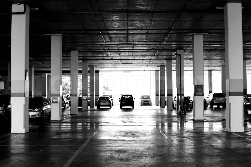 Parking lot with lots parking, stock photo