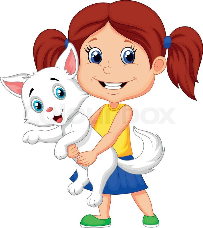 clipart girl with cat - photo #49