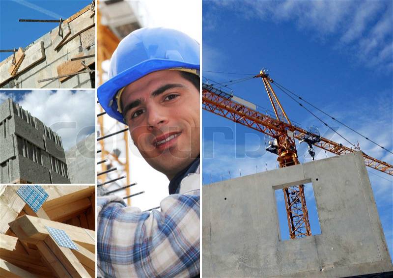 Photo-montage of construction industry, stock photo