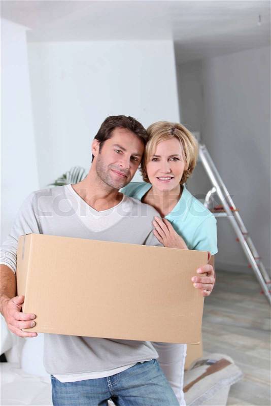 Couple on moving day, stock photo