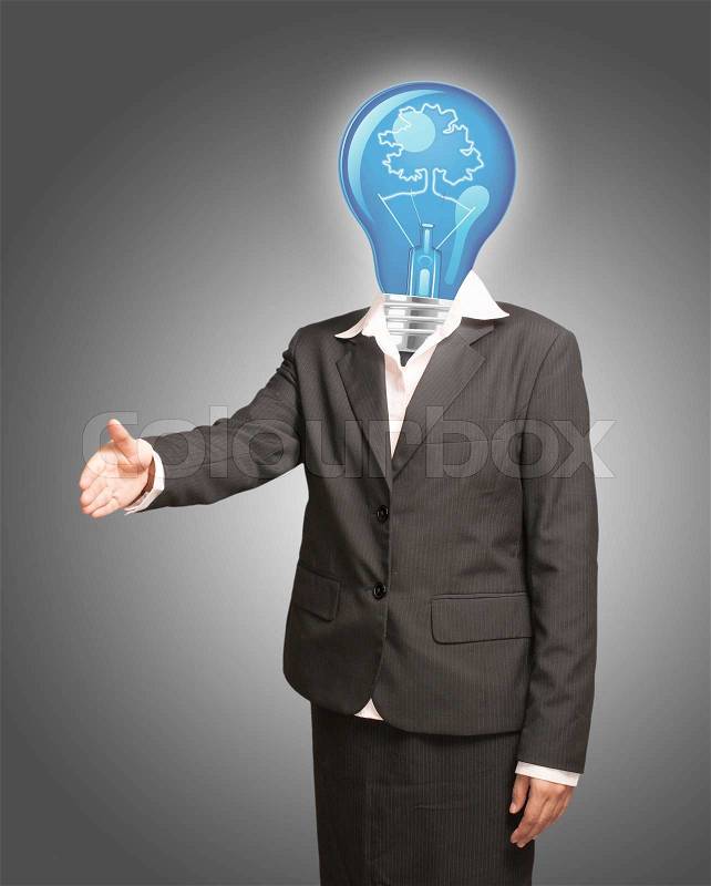 Idea concept, lamp head businessman, stock photo
