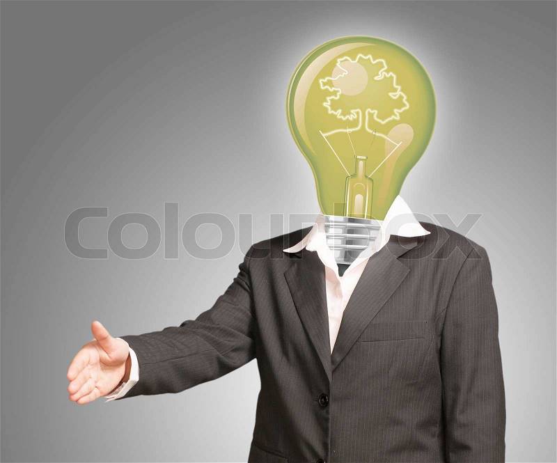 Idea concept, lamp head businessman, stock photo