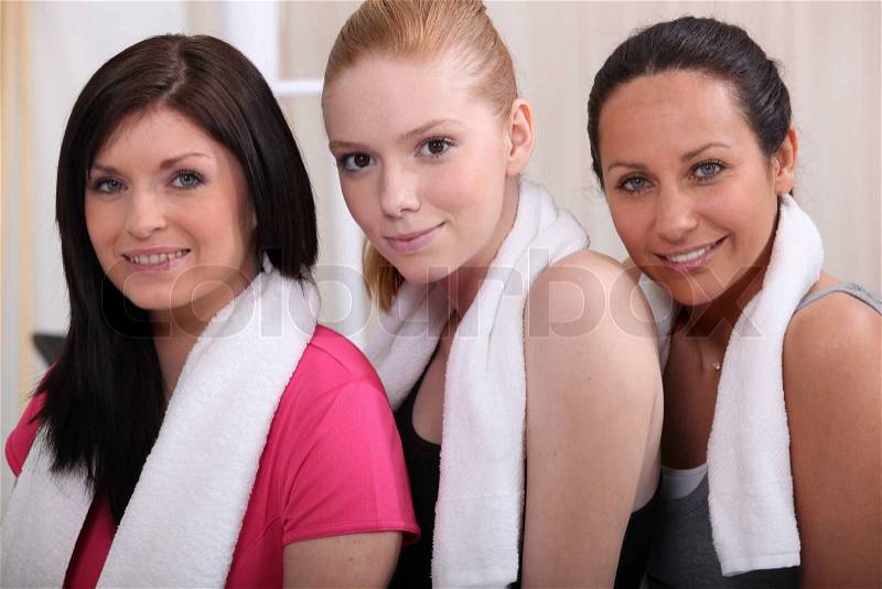 Friends at the gym together, stock photo