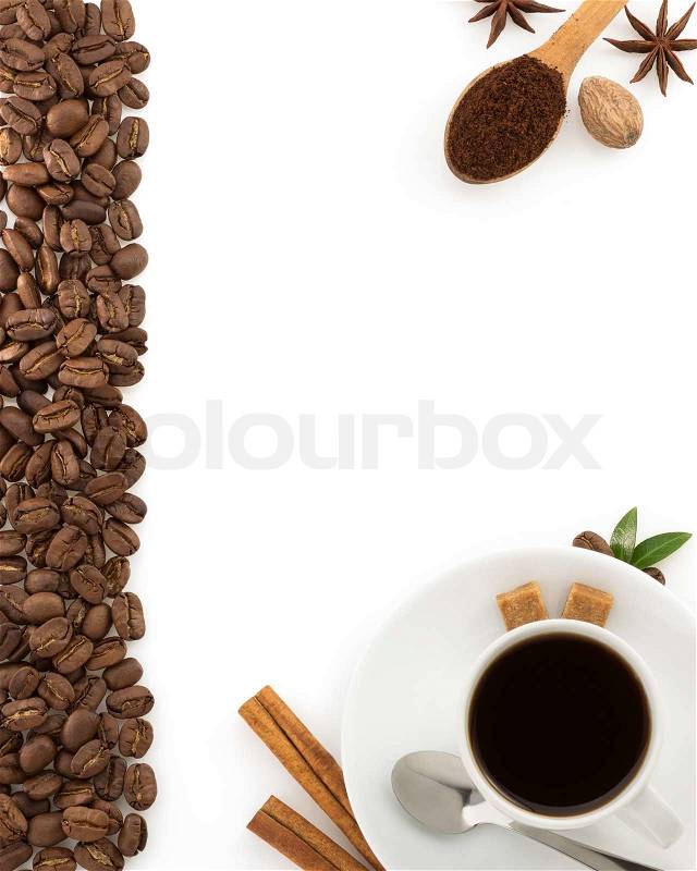 Cup of coffee and beans, stock photo