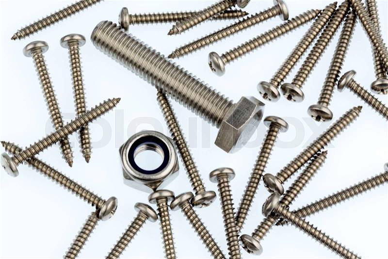 Various screws in the workshop in a commercial operation, stock photo