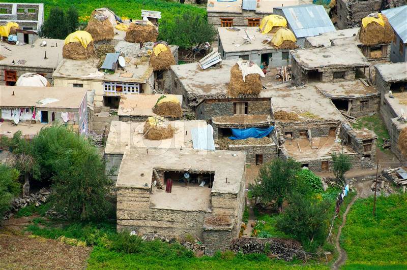 8160259 small indian village hidden in himalaya mountains india himachal pradesh