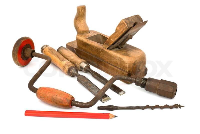 Old tools isolated on the white background | Stock Photo ...