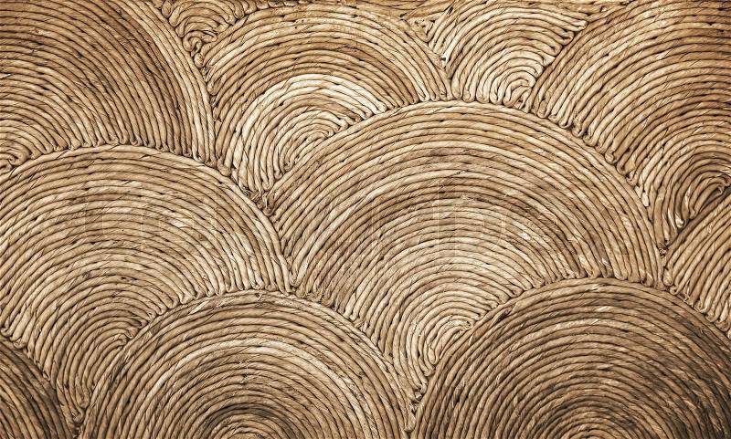Natural round wicker pattern background texture, stock photo