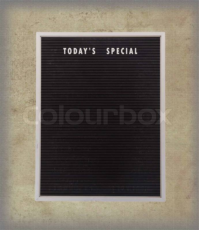 Empty restaurant board stand people stopper with today\'s special isolated on vintage background, stock photo