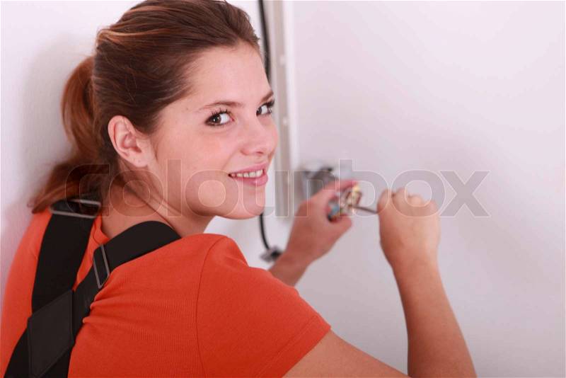 Handy woman, stock photo