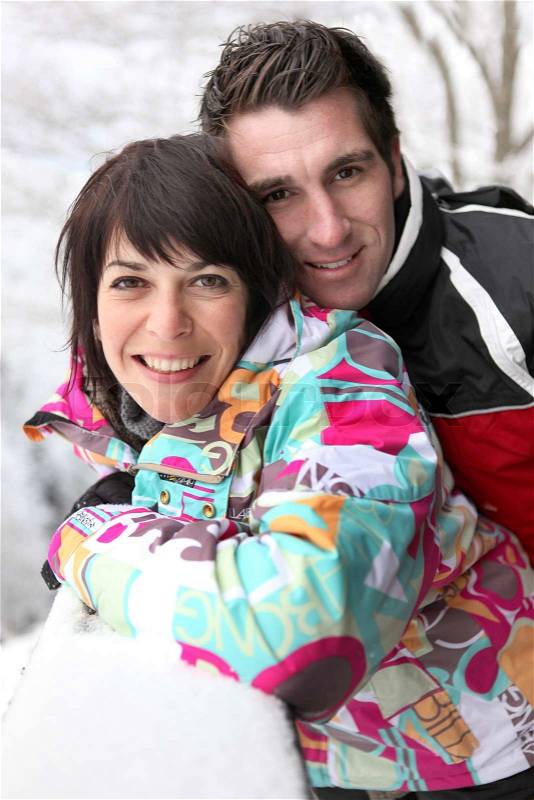 Ski couple, stock photo