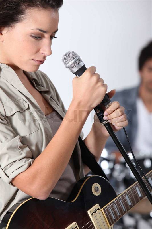 Singer preparing to sing, stock photo