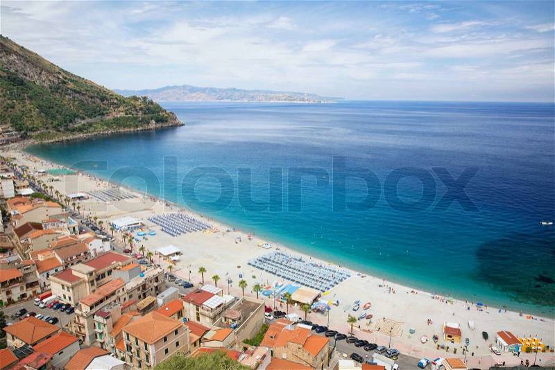 Beautiful beach in Scilla, southern Italy, Calabria region, stock photo