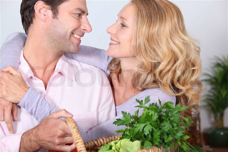 Couple gazing into each other\'s eyes, stock photo