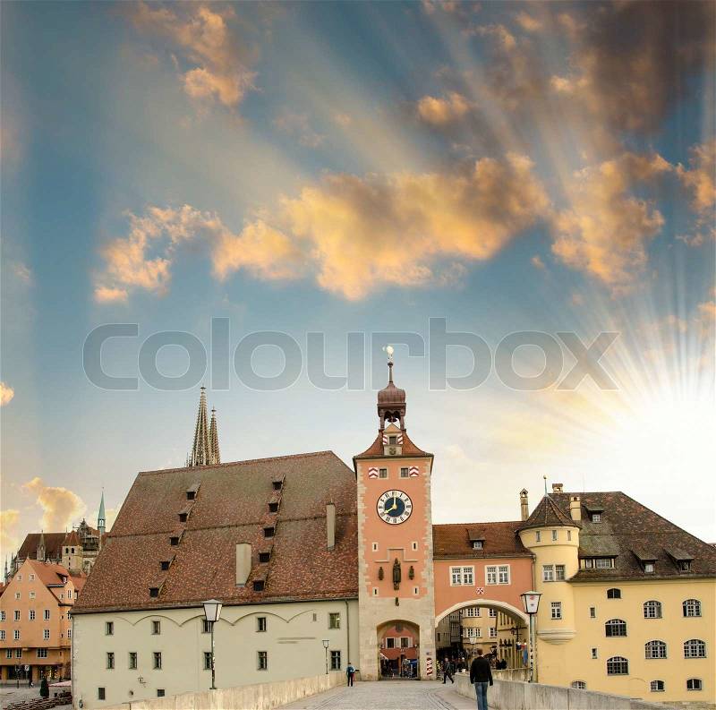 Medieval town. Ancient buildings on a classic middle-age city, stock photo