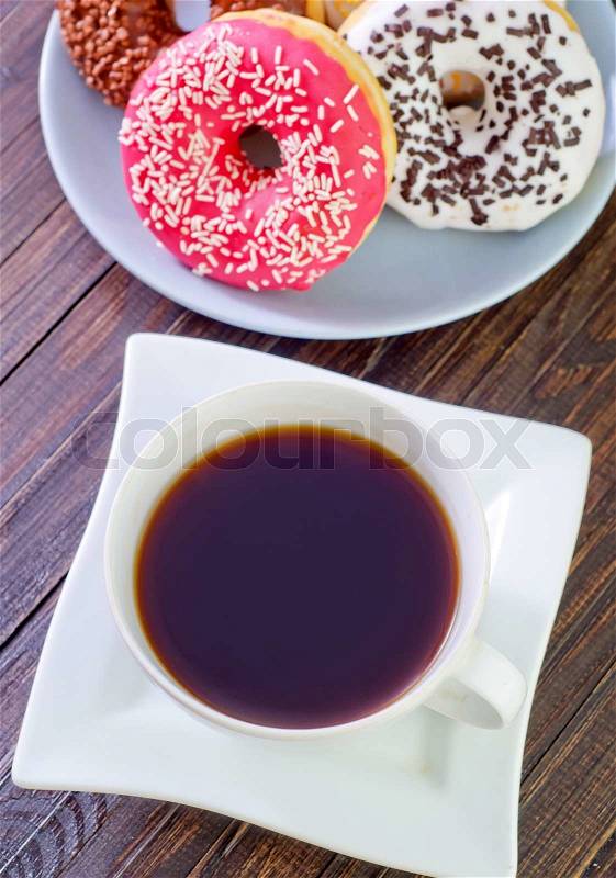 Coffee and donuts, stock photo