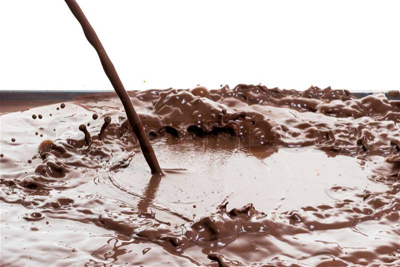 Splashing hot chocolate, isolated on white background, stock photo