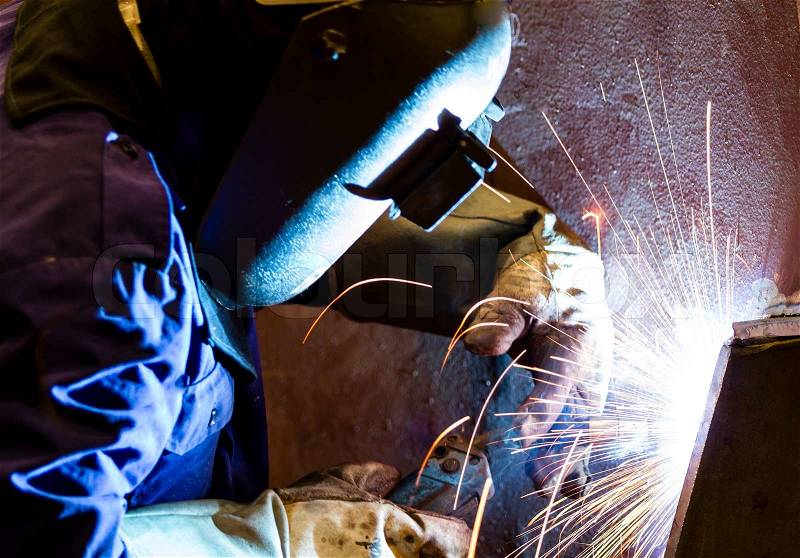 Welding with sparks , stock photo