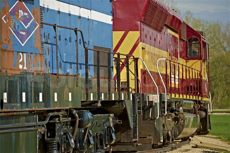 Train Engines in United States. Railroad Systems. Railroad Photo Collection, stock photo
