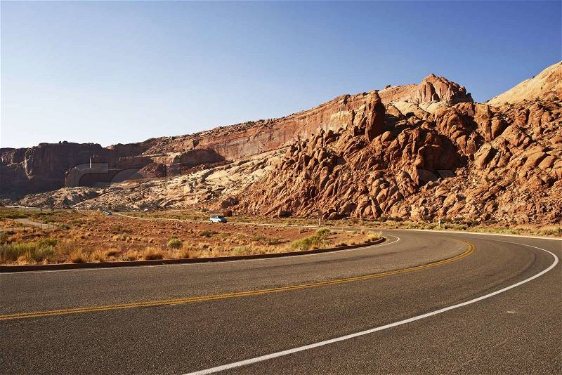 Traveling in Utah, USA. Utah State Raw Rocky Landscape. Utah Photography Collection, stock photo
