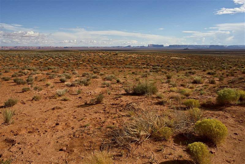 Northern Arizona Desert and Monument Valley in a Distance. Arizona Photo Collection, stock photo