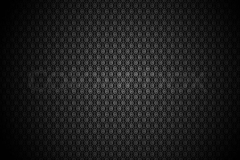 Black Floral Pattern - Black Floral Background with Black Vignette , stock photo