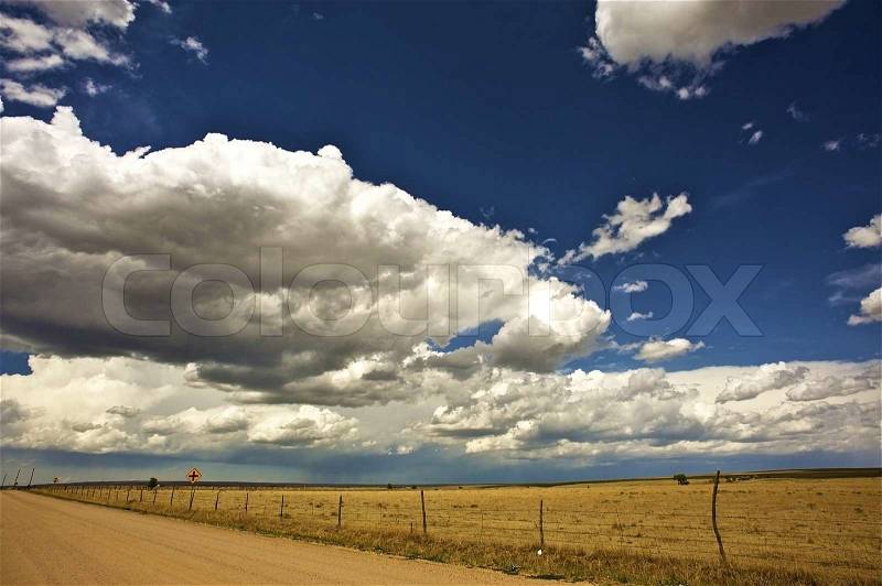 USA West Plains. Colorado-Kansas Border. Hot Summer Day. Horizontal Photo. , stock photo