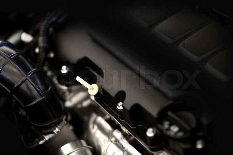 Part of Car Engine. Modern Vehicle Economical Engine / Motor. Transportation Photo Collection, stock photo