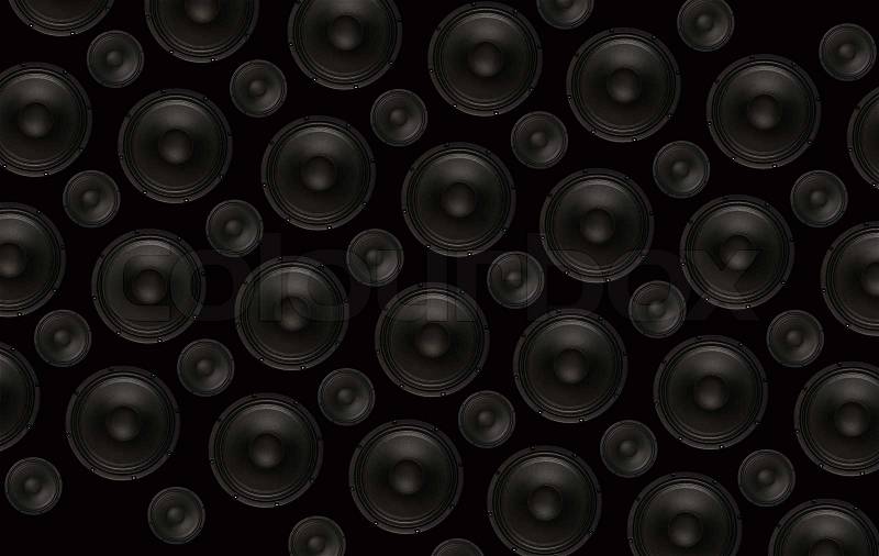 Speakers Background. Black Speakers Wall - Black Background. Music Background, stock photo