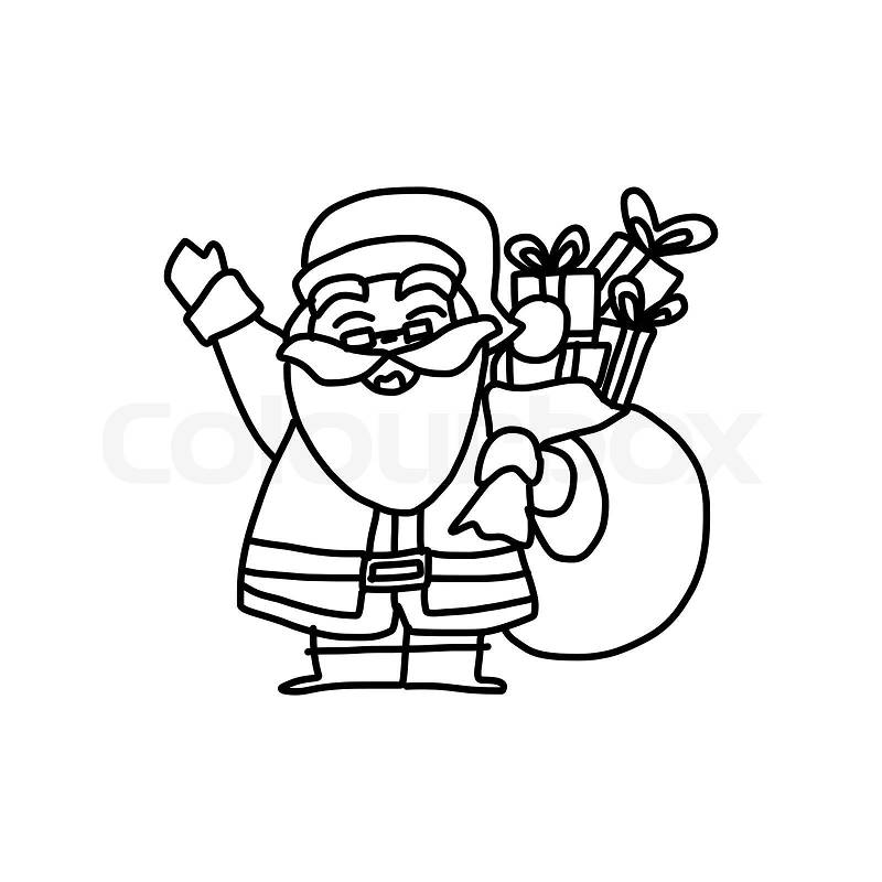 Hand drawing cartoon character christmas santa claus 