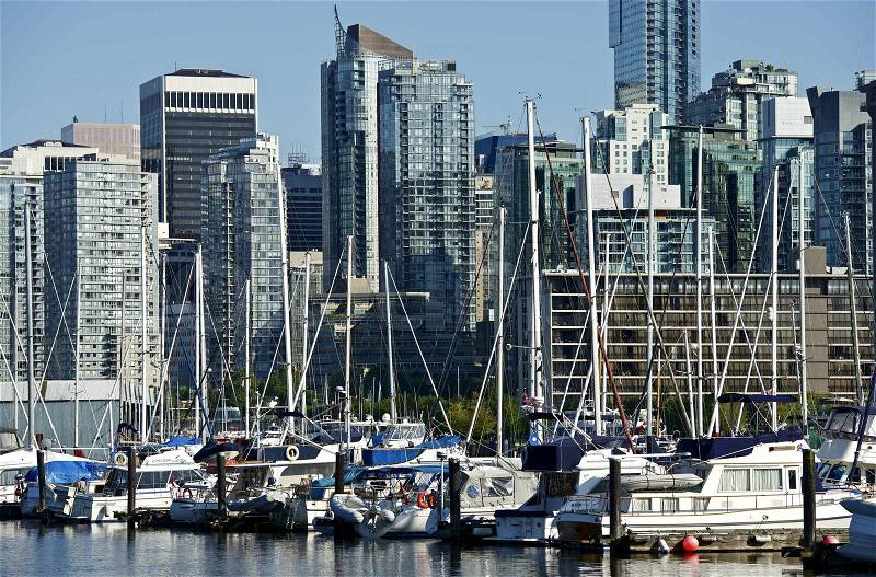 Vancouver Downtown Overlook - Vancouver, British Columbia. City Skyline. Canadian Cities Photography Collection, stock photo