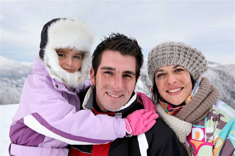 Family outing on a winter\'s day, stock photo