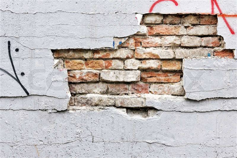 Broken wall texture, stock photo