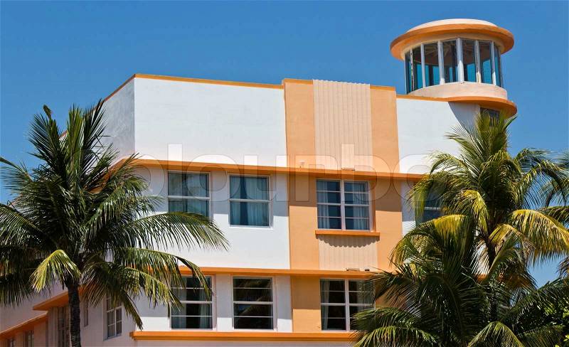 South Beach art deco building in Miami, Florida, stock photo