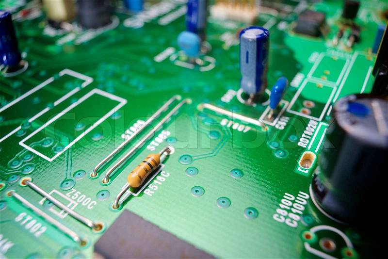 Closeup of a resistance in an integrated circuit, stock photo