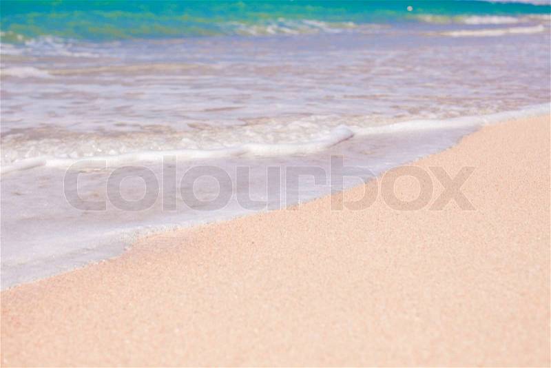 Perfect tropical beach with turquoise water and white sand, stock photo