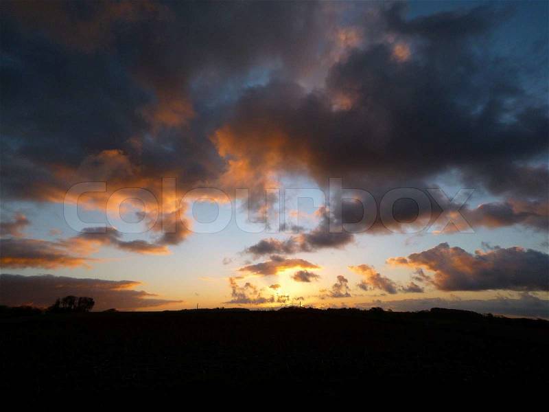 Clouds give way. Sunrise, stock photo