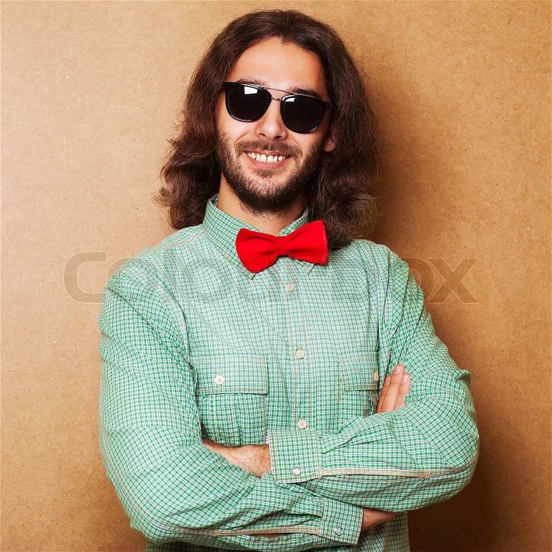 Hipster man studio. Rock Star Style, stock photo